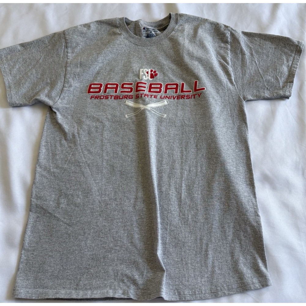 Champion Frostburg State University Men's Gray T-Shirt Baseball Sz Medium